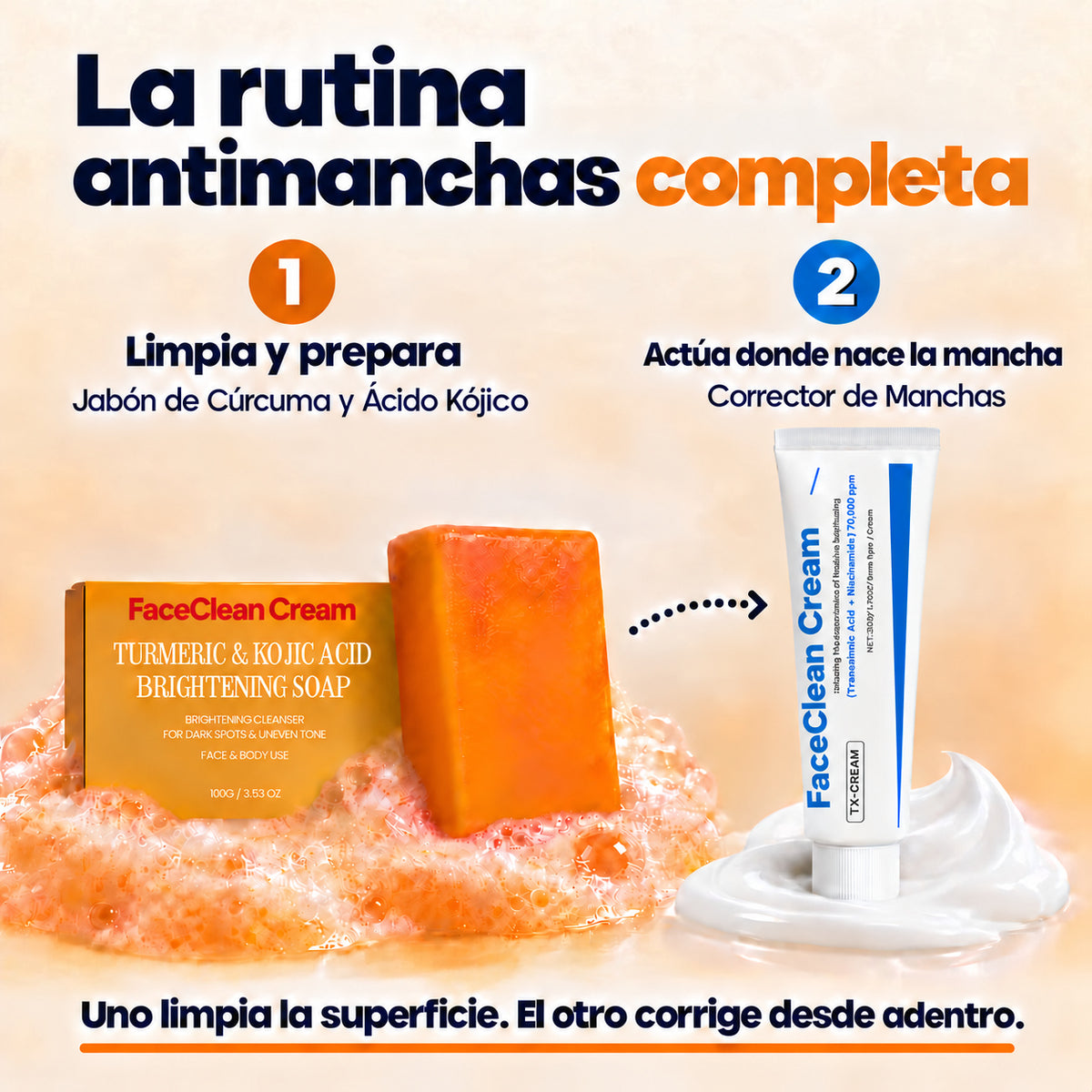 FaceClean Cream® Jabón Antimanchas - Ácido Kójico y Cúrcuma — imagen 4